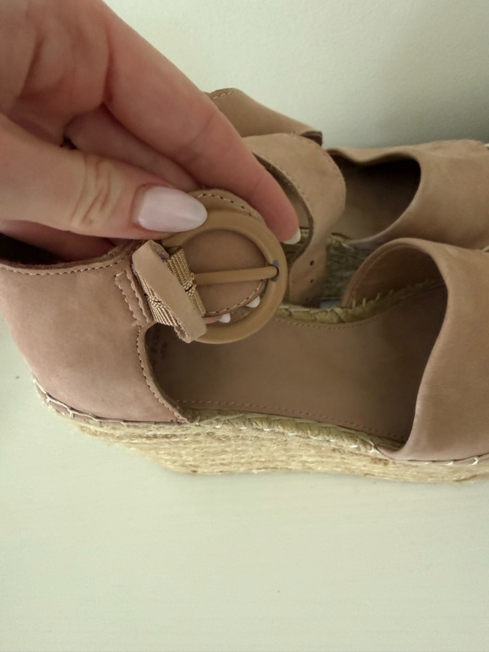 Marc Fisher Pink Suede Espadrille Wedge Sandals - Picture 3 of 7